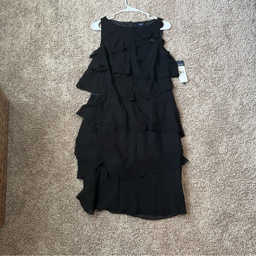 Chaps Black Layered Midi Dress